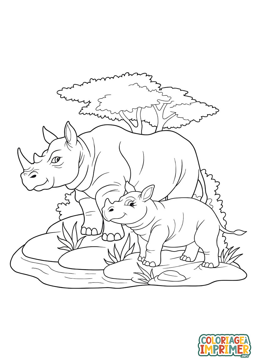 Coloriage Rhinocéros à Imprimer Gratuit