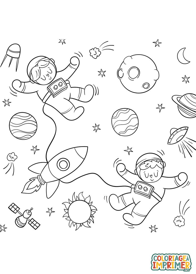 Coloriage Astronautes à Imprimer Gratuit