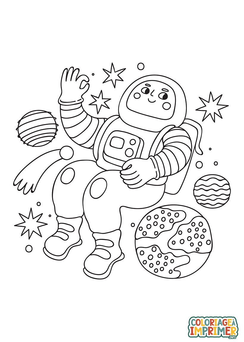 Coloriage d'Astronaute à Imprimer Gratuit
