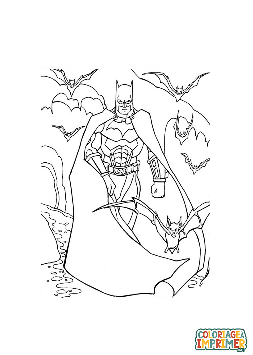Coloriage Batman et Chauves-Souris à Imprimer Gratuit