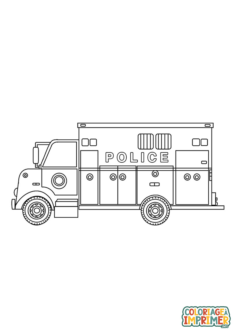 Coloriage Camion de Police à Imprimer Gratuit