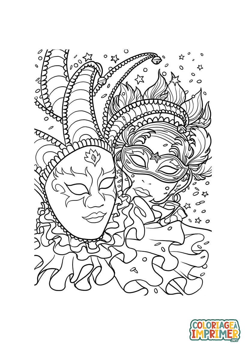 Coloriage Carnaval Masques à Imprimer Gratuit
