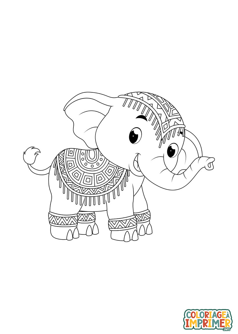 Coloriage Éléphant d'Inde à Imprimer Gratuit