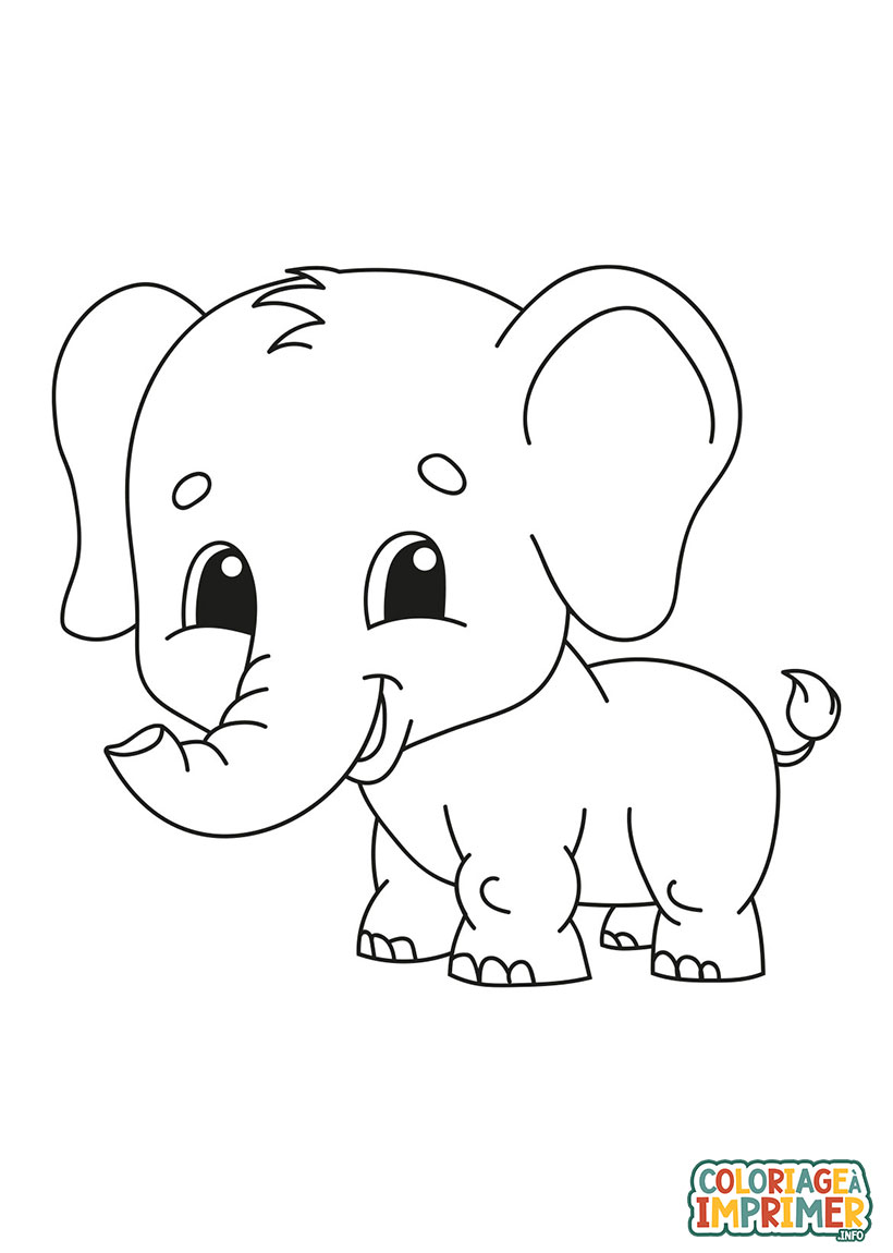 Coloriage Éléphant Enfant à Imprimer Gratuit