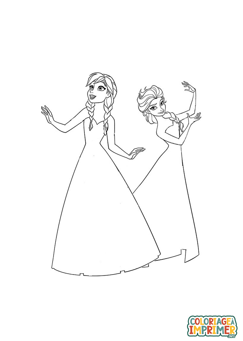 Coloriage Elsa et Anna Facile à Imprimer Gratuit