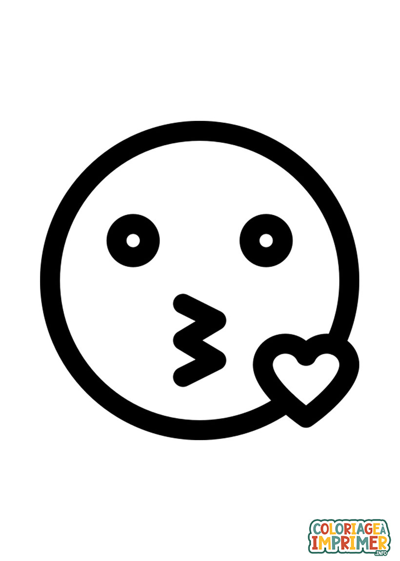Coloriage Emoji Bisou à Imprimer Gratuit