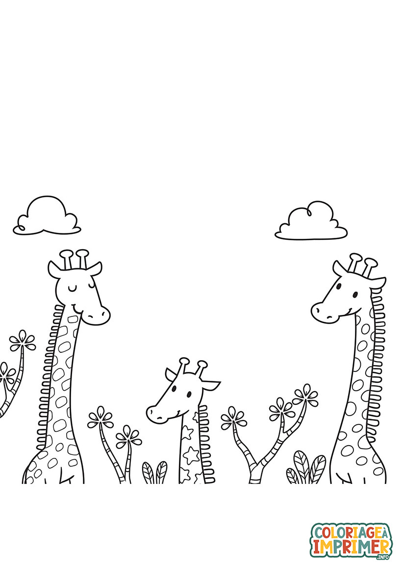 Coloriage Famille Girafes à Imprimer Gratuit