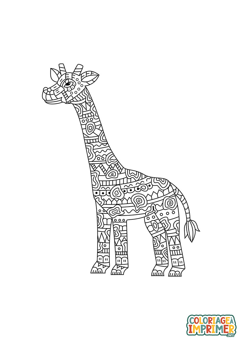 Coloriage Girafe Zentangle à Imprimer Gratuit