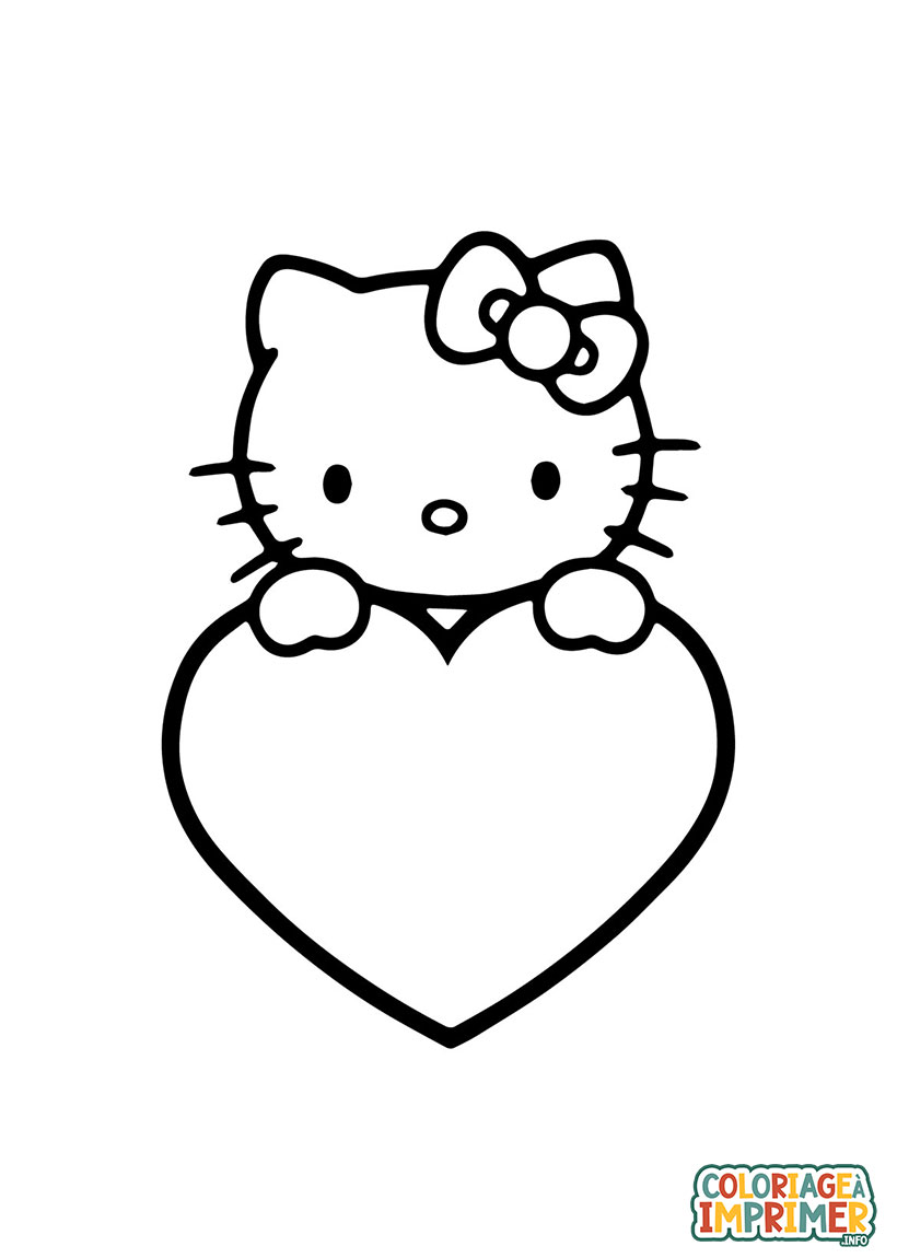 Coloriage Hello Kitty Coeur à Imprimer Gratuit