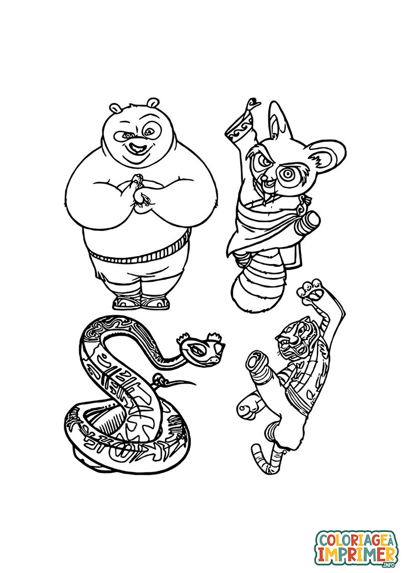 Coloriage Kung Fu Panda Personnages à Imprimer Gratuit