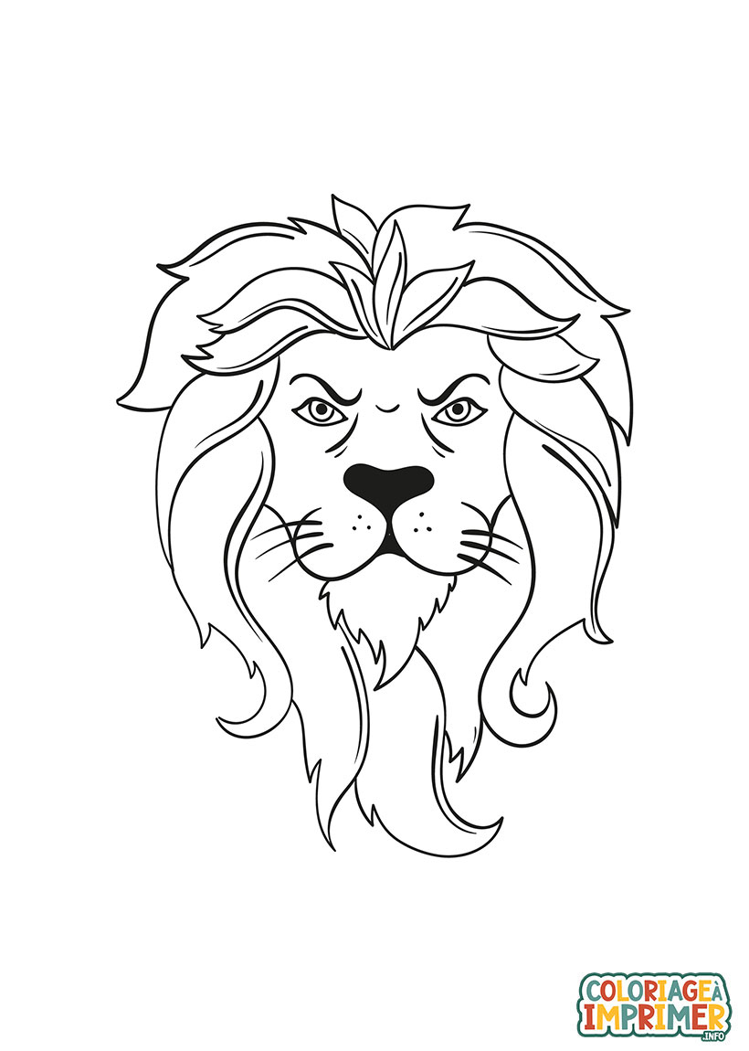 Coloriage Une Tête de Lion à Imprimer Gratuit