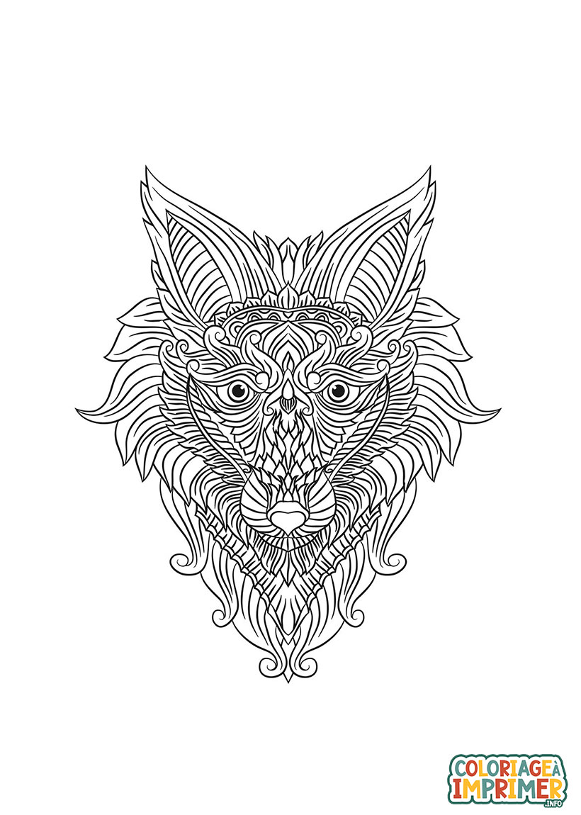 Coloriage Loup Mandala à Imprimer Gratuit