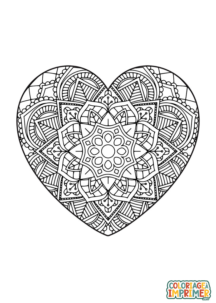 Coloriage Mandala Coeur à Imprimer Gratuit