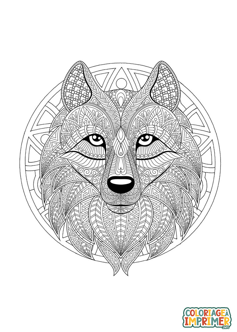 Coloriage Mandala Loup à Imprimer Gratuit