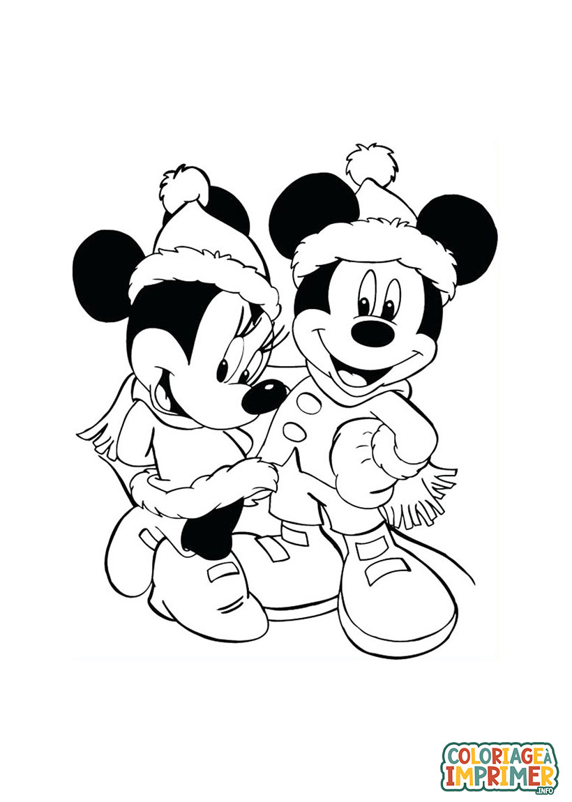 Coloriage Minnie et Mickey Noël à Imprimer Gratuit