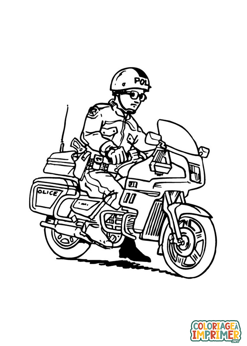 Coloriage Moto Police à Imprimer Gratuit