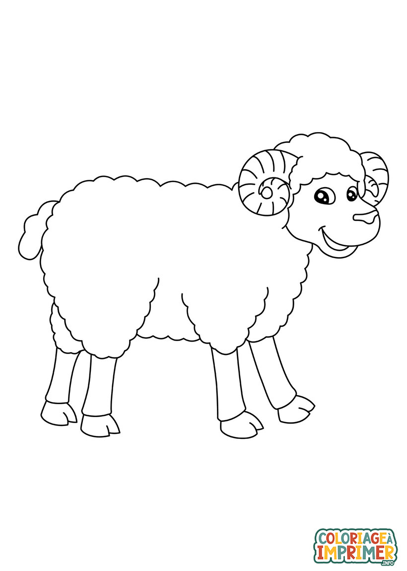 Coloriage Mouton Content à Imprimer Gratuit