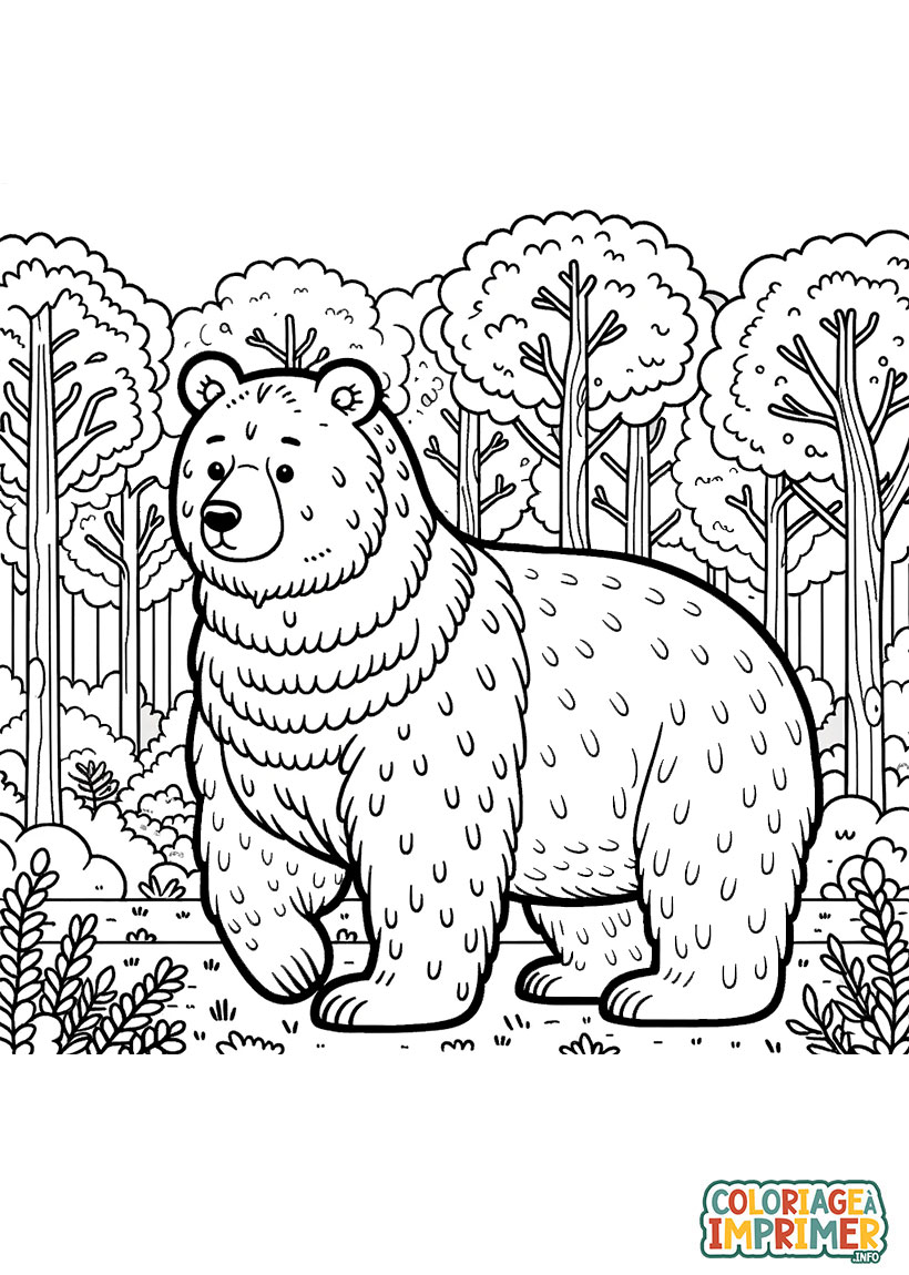 Coloriage Ours dans les Bois à Imprimer Gratuit