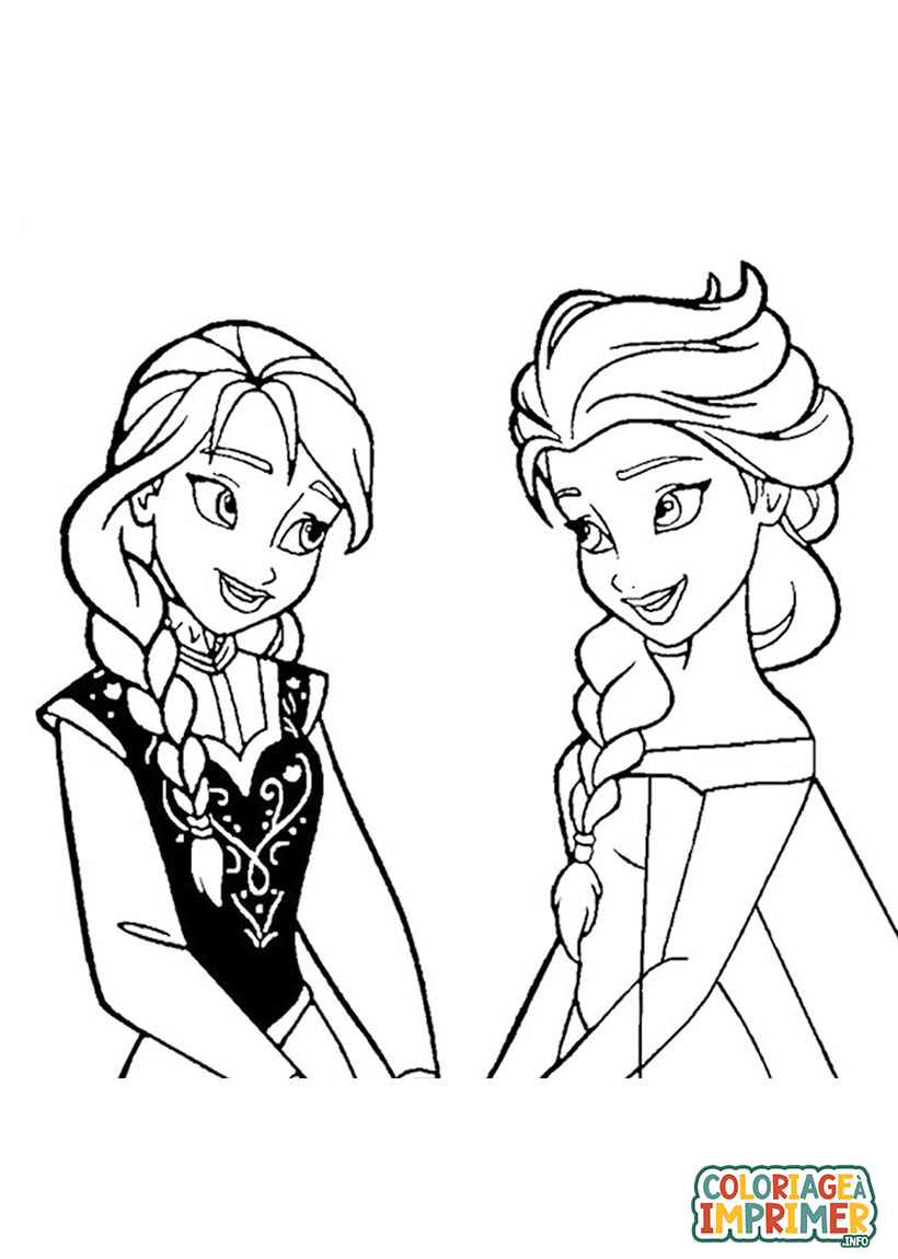 Coloriage Anna et Elsa à Imprimer Gratuit