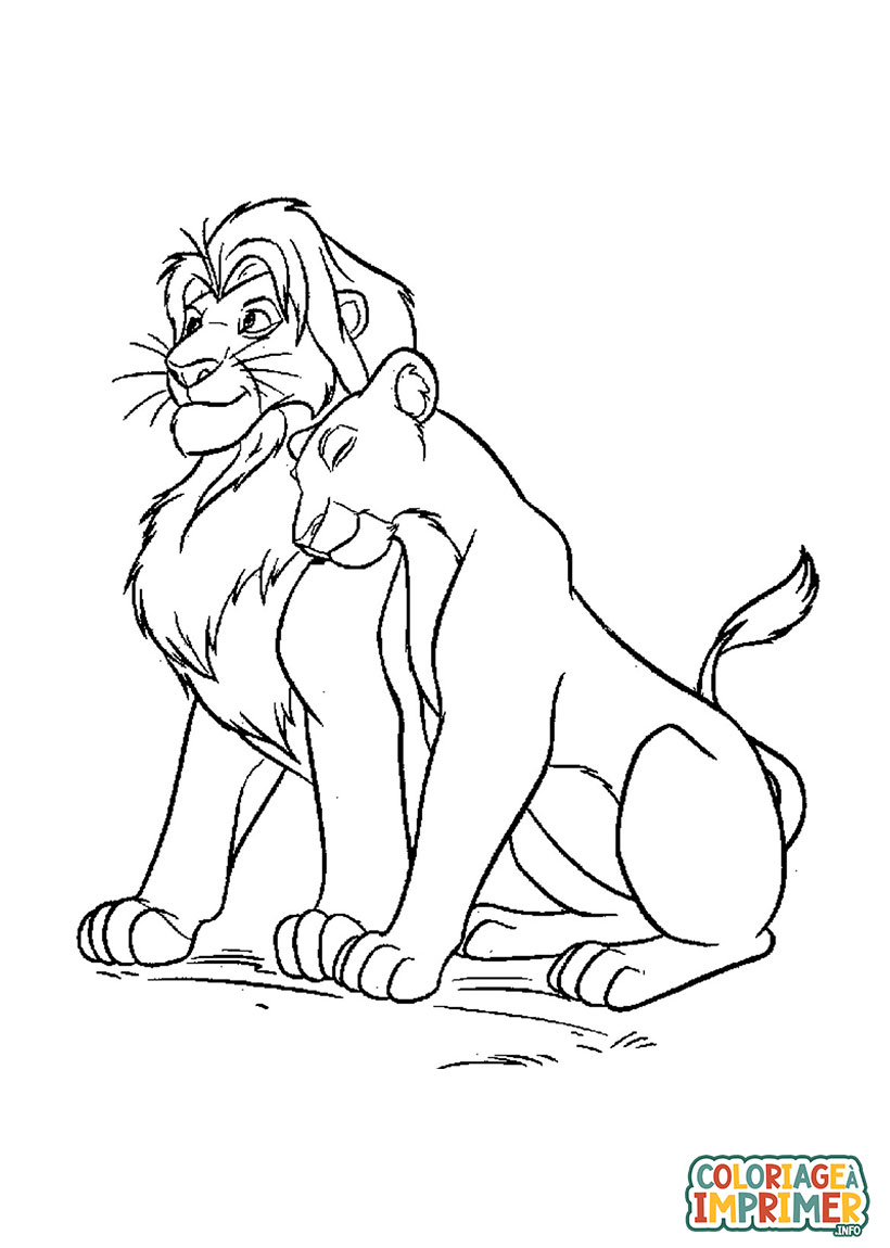 Coloriage Du Roi Lion Simba et Nala à Imprimer Gratuit