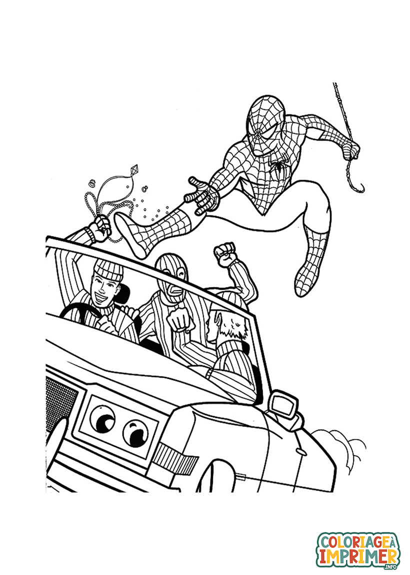Coloriage Spiderman et Voleurs à Imprimer Gratuit