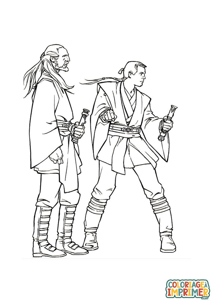 Coloriage Qui-Gon Jin et Obi-Wan Kenobi à Imprimer Gratuit