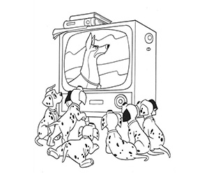 Coloriage Dalmatiens regardent la télé