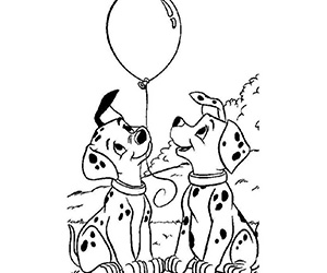 Coloriage Deux dalmatiens et ballon