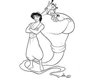 Coloriage Aladdin et Génie