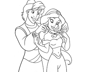 Coloriage Jasmine et Aladdin
