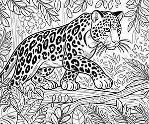Coloriage Léopard dans la Jungle