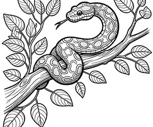 Coloriage Serpent Enroulé sur une Branche