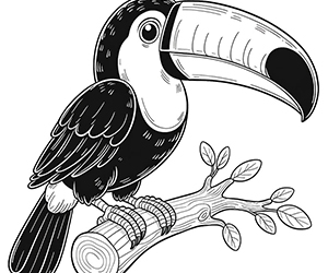 Coloriage Toucan Branche d'Arbre