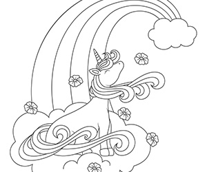 Coloriage Arc-en-ciel avec Licorne