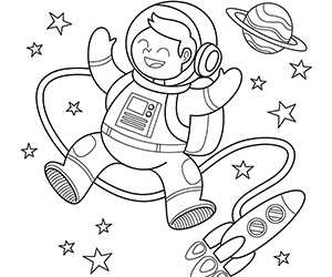 Coloriage Astronaute et Étoiles