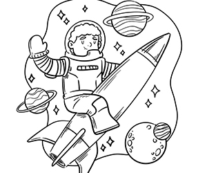 Coloriage Astronaute Fusée