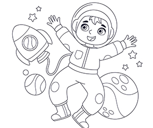 Coloriage Astronaute Heureux