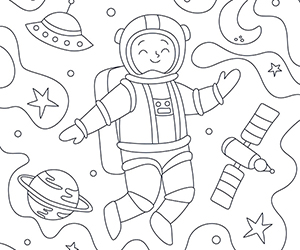 Coloriage Astronaute qui Sourit