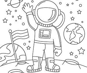 Coloriage Astronaute Salue