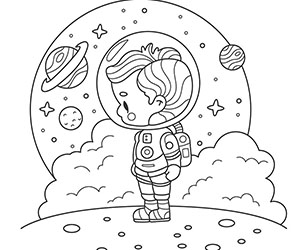 Coloriage Astronaute sur la Lune