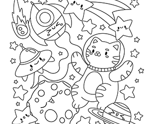 Coloriage Chat Astronaute