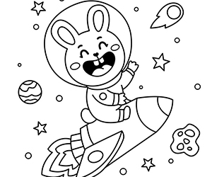 Coloriage Lapin Astronaute