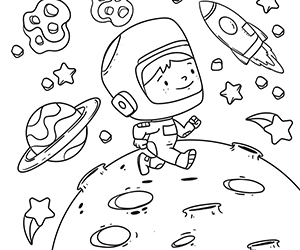 Coloriage Petit Astronaute