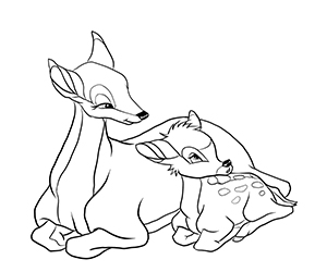 Coloriage Bambi et sa Maman