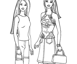 Coloriage Barbie et Amie