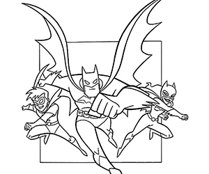 Coloriage Batman Robin et Catwoman