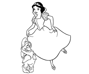 Coloriage Blanche Neige et Nain Timide
