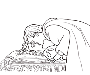 Coloriage Prince Embrasse Blanche Neige