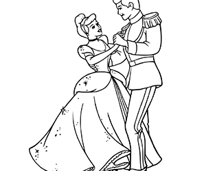 Coloriage Cendrillon et son Prince Dansent