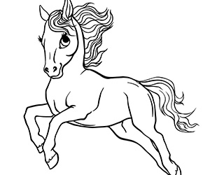 Coloriage Cheval Fille